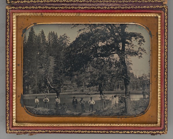 Untitled (Gold Miners in Front of a Pond), 1850. Creator: Unknown.