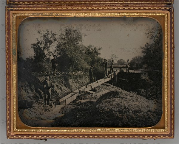 Untitled (Gold Mining Scene with Six Miners), 1854. Creator: Unknown.