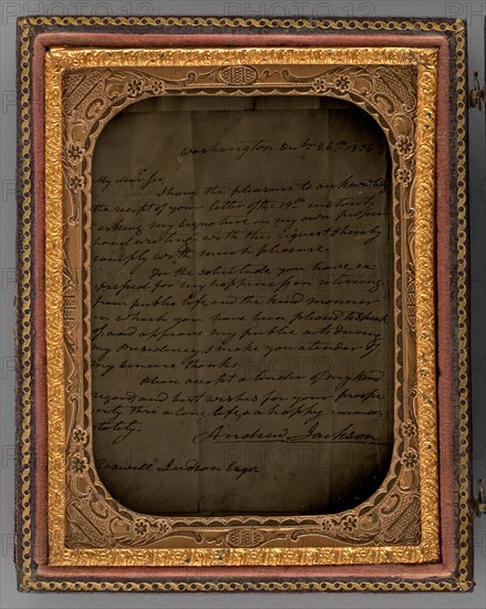 Untitled (Letter from Andrew Jackson, Washington, December 26, 1836), 1870. Creator: Unknown.