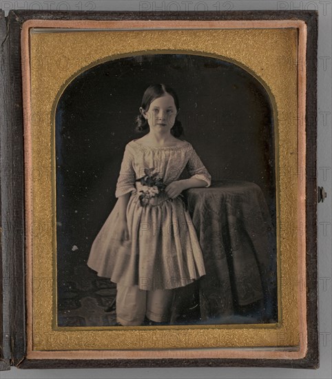Untitled (Portrait of a Girl Holding Flowers), 1847. Creator: Unknown.