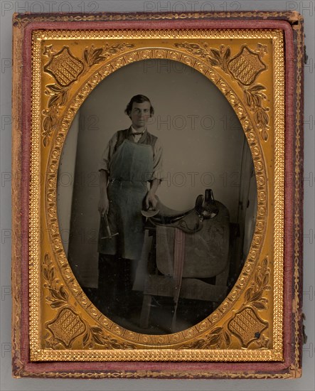 Untitled (Portrait of a Saddle Maker), 1865. Creator: Unknown.