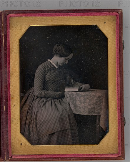 Untitled (Portrait of a Seated Woman, Reading), 1845. Creator: Unknown.