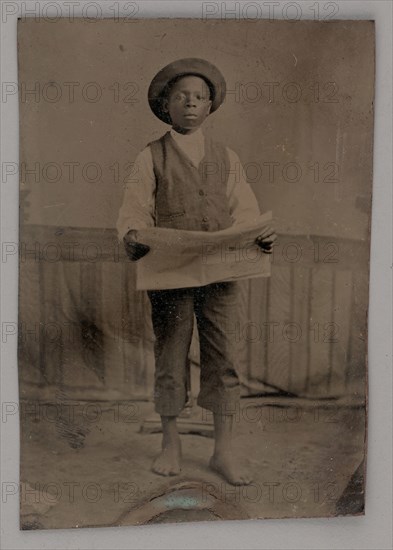 Untitled (Portrait of a Standing Man Holding a Newspaper), 1875. Creator: Unknown.
