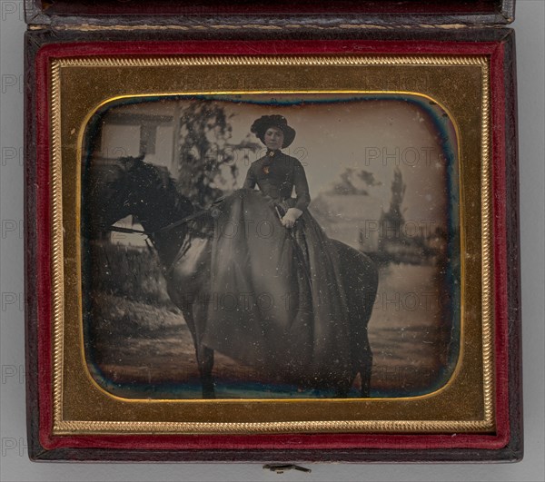 Untitled (Portrait of a Woman on a Horse), 1850. Creator: Unknown.