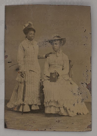 Untitled (Portrait of One Standing Woman and One Seated Woman), 1860s. Creator: Unknown.
