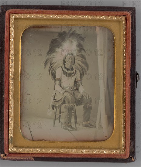 Untitled (Portrait of Seated Man with Headdress), 1850. Creator: Unknown.