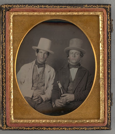 Untitled (Portrait of Two Men with Top Hats), 1855. Creator: Unknown.
