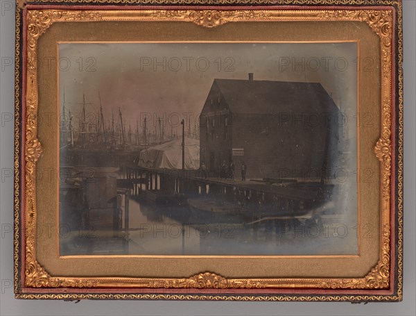 Untitled (Warehouse on Wharf), 1850-1855. Creator: Unknown.