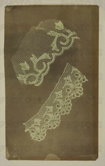 Two Scraps of Lace, c. 1838/42. Creator: William Henry Fox Talbot.