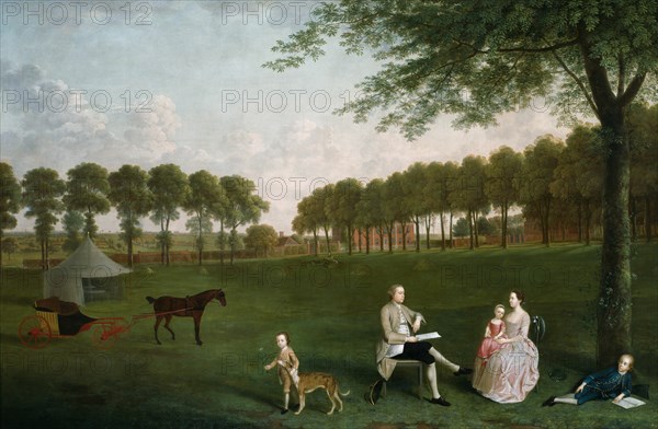 Sir John Shaw and his Family in the Park at Eltham Lodge, Kent, 1761. Creator: Arthur Devis.