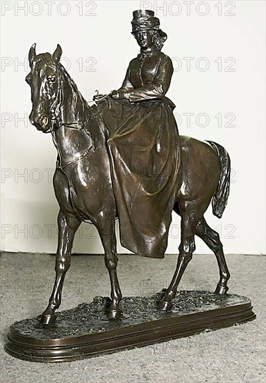 Amazon: Mme. L. Riding Monte Cristo, Pure-Bred English Horse, 1865. Creator: Pierre-Jules Mene.