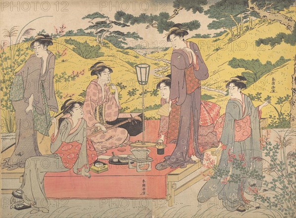 A Picnic Party at Hagidera, late 18th-early 19th century. Creator: Katsukawa Shuncho.