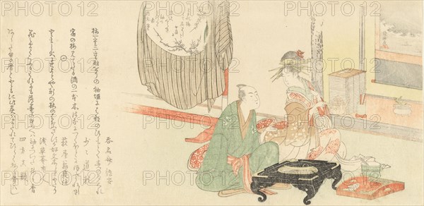 Courtesan with Client before a Tokonoma Alcove, 1798. Creator: Kubo Shunman.