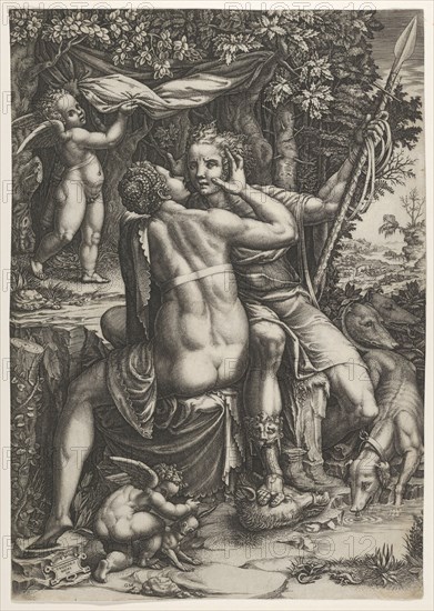 Venus and Adonis, ca. 1570. Creator: Giorgio Ghisi.