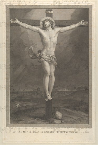 Christ crucified on the cross, a skull at the base, ca. 1770-1803. Creator: Giovanni Volpato.