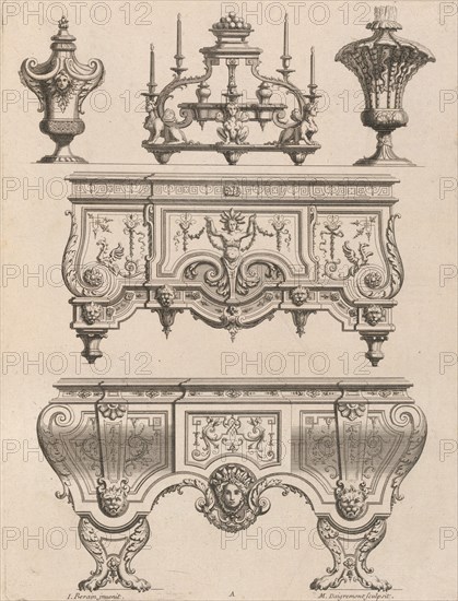 Plate from Ornament Designs Invented by J. Berain (page 71), late 17th-early 18th century. Creator: Jean Berain.