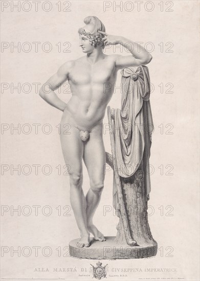 Paris leaning on a tree stump, 1817. Creators: Giovanni Battista Balestra, Giovanni Tognolli.