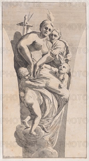Study for a pendentive depicting Justice and Charity, 1630-50. Creator: Giovanni Cesare Testa.