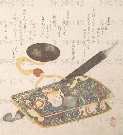 Tobacco Pouch and Pipe, 1813. Creator: Kubo Shunman.