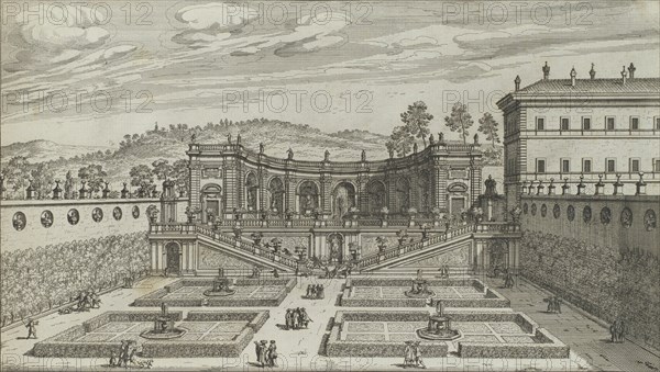 Altra Vedvta in Prospettiva del Teatro et Giardino Contigvo di Mondragone in Fras..., 1691 or after. Creator: Giovanni Battista Falda.