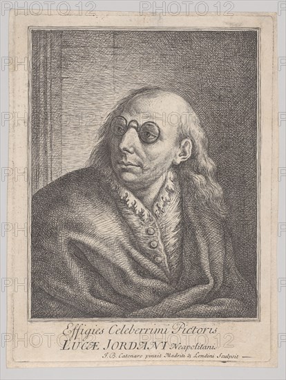 Portrait of Luca Giordano, wearing round spectacles and looking to the left, 1692-1727., 1692-1727. Creator: Giovanni Battista Catenaro.