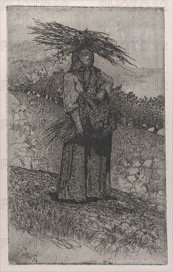 Peasant woman gathering sticks, 1884-1908. Creator: Giovanni Fattori.