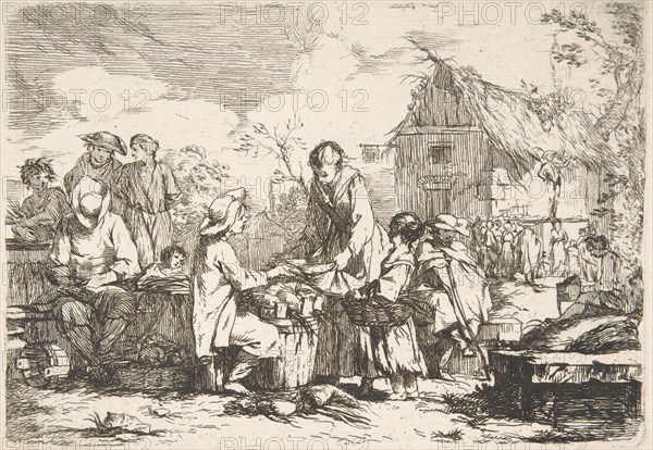 Village Market Place (Le Marché de village), 18th century. Creator: Jean-Baptiste-Marie Pierre.