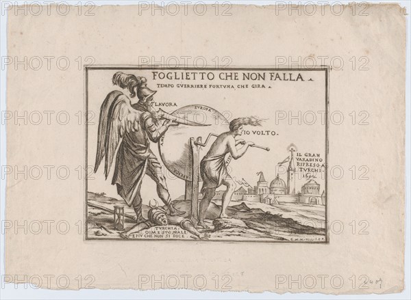 An allegory relating to the fortunes of the Turks, ca. 1692. Creator: Giuseppe Maria Mitelli.