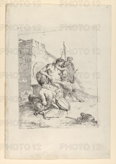 Satyr Family with the Obelisk, from the Scherzi, ca. 1743-50. Creator: Giovanni Battista Tiepolo.