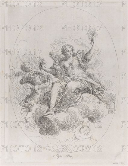 Allegorical figure on a cloud with putti, after Stefano Pozzi, ca. 1745-1802. Creator: Giuseppe Canale.