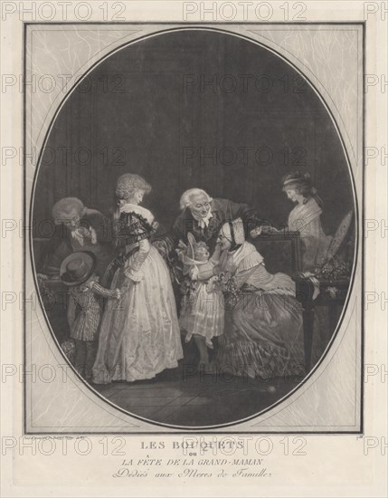 Les Bouquets ou la fête de la grand-maman, 1788. Creator: Philibert Louis Debucourt.