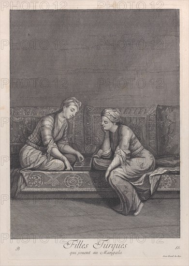 Filles Turques, qui jouent au Mangala, 1714-15. Creator: Unknown.