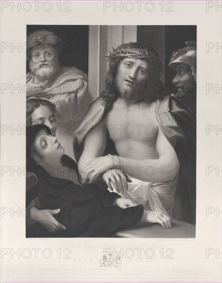 Ecce Homo, with Pontius Pilate behind him at left, the Virgin fainting at lower left, and ..., 1850. Creator: George Thomas Doo.