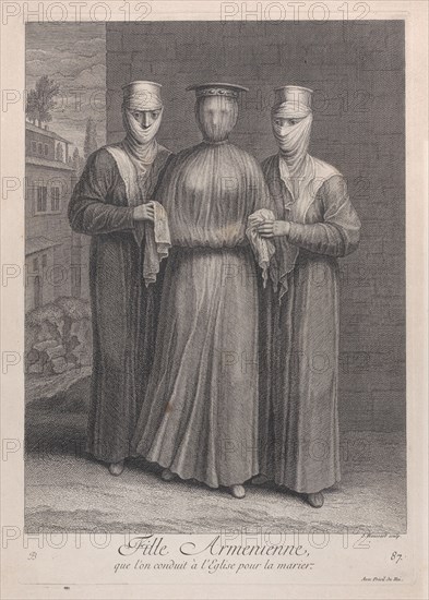 Fille Armenienne, que l'on conduit à l'Eglise pour la marier, 1714-15. Creator: Unknown.