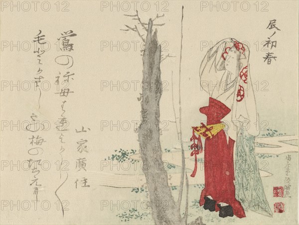 Court Lady by Old Plum Tree, 1796, year of the dragon. Creator: Kubo Shunman.