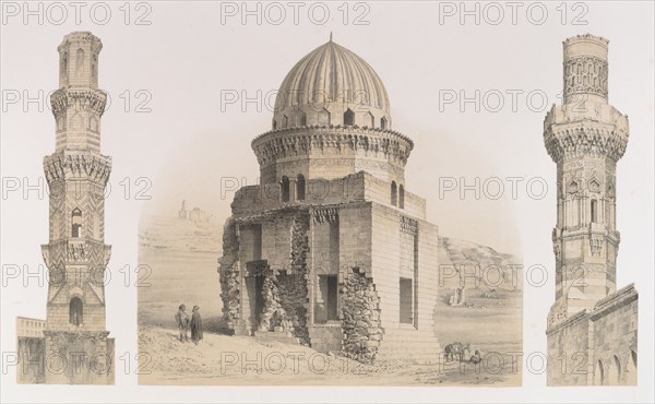 87. Tombeaux et Minarets, au Kaire, 1843. Creator: Joseph Philibert Girault De Prangey.