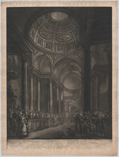 A View of the Inside of St. Stephens Walbrook, Done from the Drawing in his Majesty's ..., ca. 1767. Creator: Georges François Blondel.