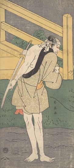 Arashi Ryuzo as a Man Clad only in a Pale Blue Garment, ca. 1796. Creator: Katsukawa Shun'ei.