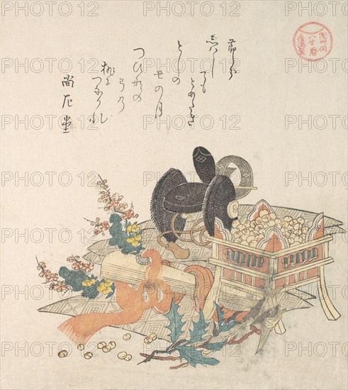 “Beans for Tossing During Setsubun Exorcism Ceremony,”..., 1810s. Creator: Kubo Shunman.