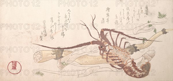 Lobster and Vegetables, 19th century. Creator: Kubo Shunman.