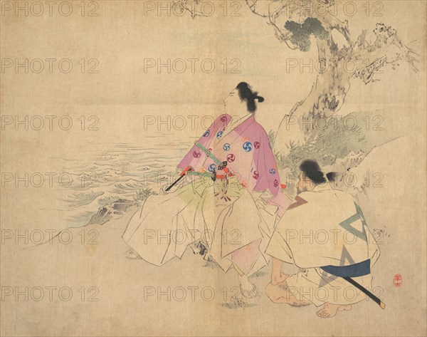 Two men by a river, late 19th-early 20th century. Creator: Kajita Hanko.