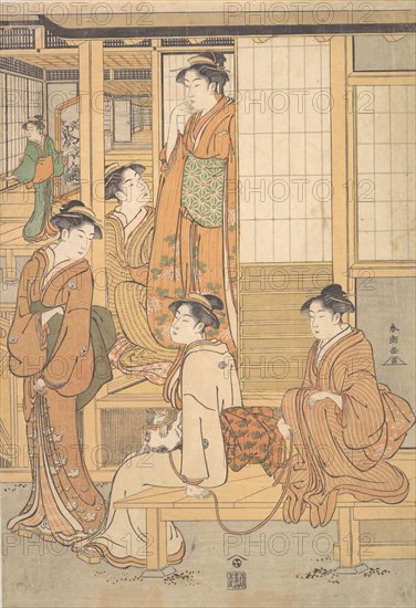 Group of Young Women on the Veranda of a Tea House, late 18th century. Creator: Katsukawa Shuncho.