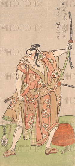 Bando Matataro as Umewomaru in the Drama "Sugewara denju tenarai Kagami", 2nd month, 1772. Creator: Shunsho.