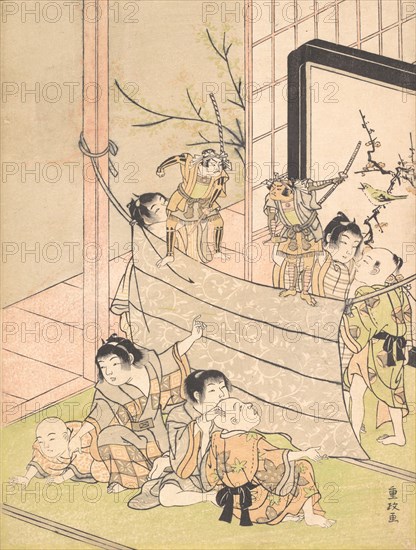 Young Boys Performing a Puppet Show, ca. 1770. Creator: Kitao Shigemasa.