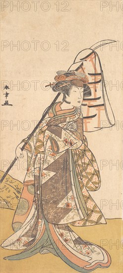 Kabuki Actor Segawa Kikunojo III in a Female Role (Shizuka Gozen) , ca. 1777. Creator: Shunsho.