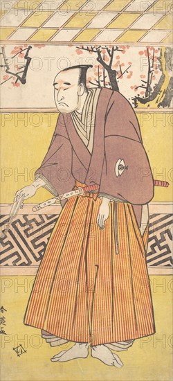 The Actor Onoye Matsusuke I, as a Man Holding a Closed Fan in His Right Hand, ca. 1780. Creator: Katsukawa Shun'ei.