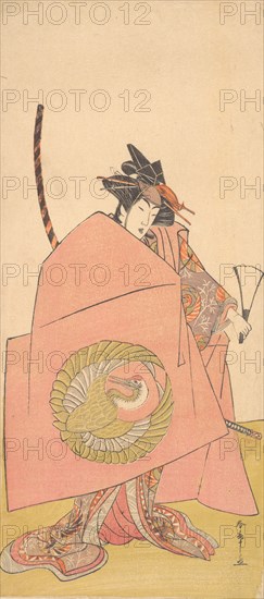 An Unidentified Actor in the Onna (Woman) Shibaraku (Wait-a-Moment) Act, ca. 1780. Creator: Shunsho.