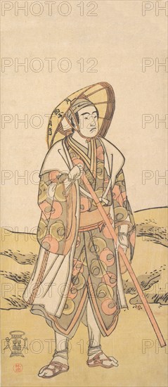 The Third Sawamura Sojuro as a pilgrim to Kannon Shrine, ca. 1784-88. Creator: Katsukawa Shunko.