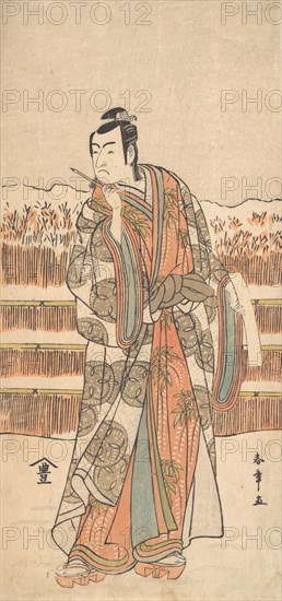 The Second Ichikawa Monnosuke as a Man of High Rank Standing in the Snow, ca. 1786-87. Creator: Shunsho.