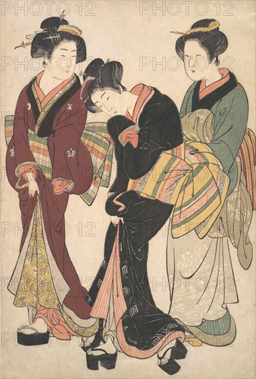 Two Geishas and a Maid, ca. 1790. Creator: Kitao Shigemasa.